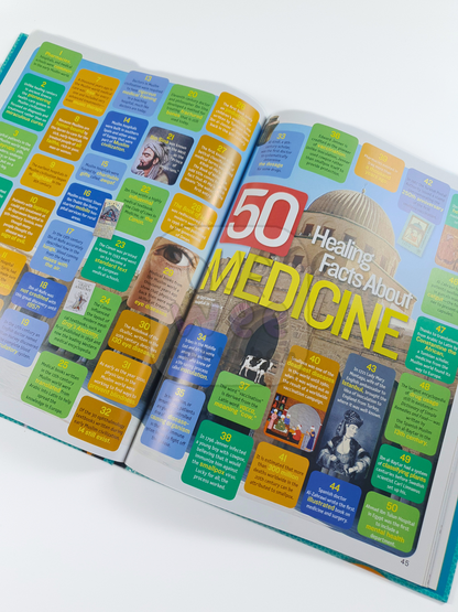 A sample page from 1001 inventions and awesome facts from muslim civilisations showing facts about medicine