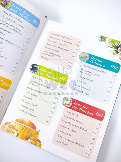 The fourth contents page of 101 Sahabiyat Stories and Dua - Umm Kulthum, Umm Aymen, Sumayyah, and more