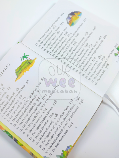 The contents page of My First Illustrated Quran Storybook