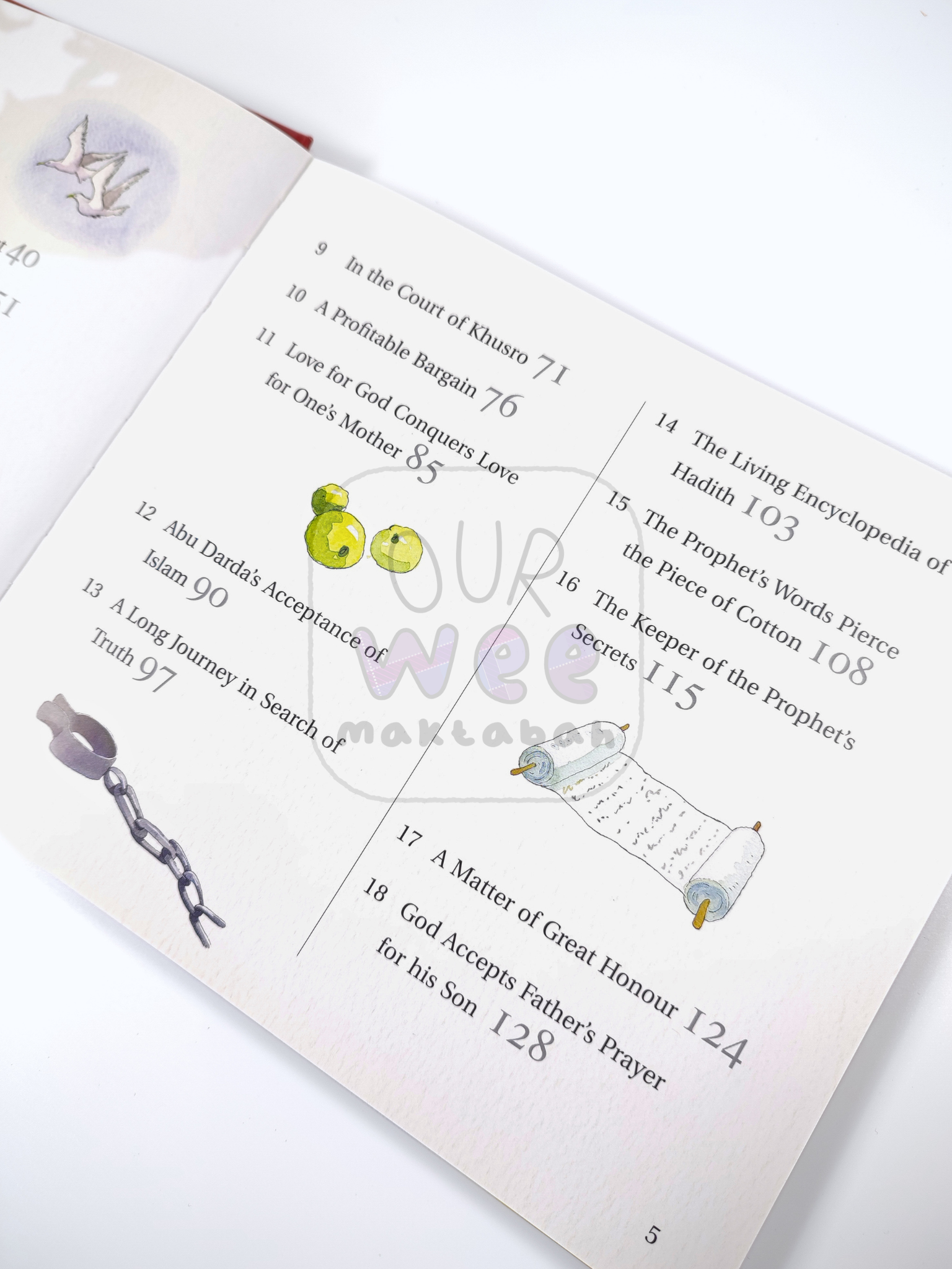 The contents page of Goodnight Stories from the Lives of the Sahabah