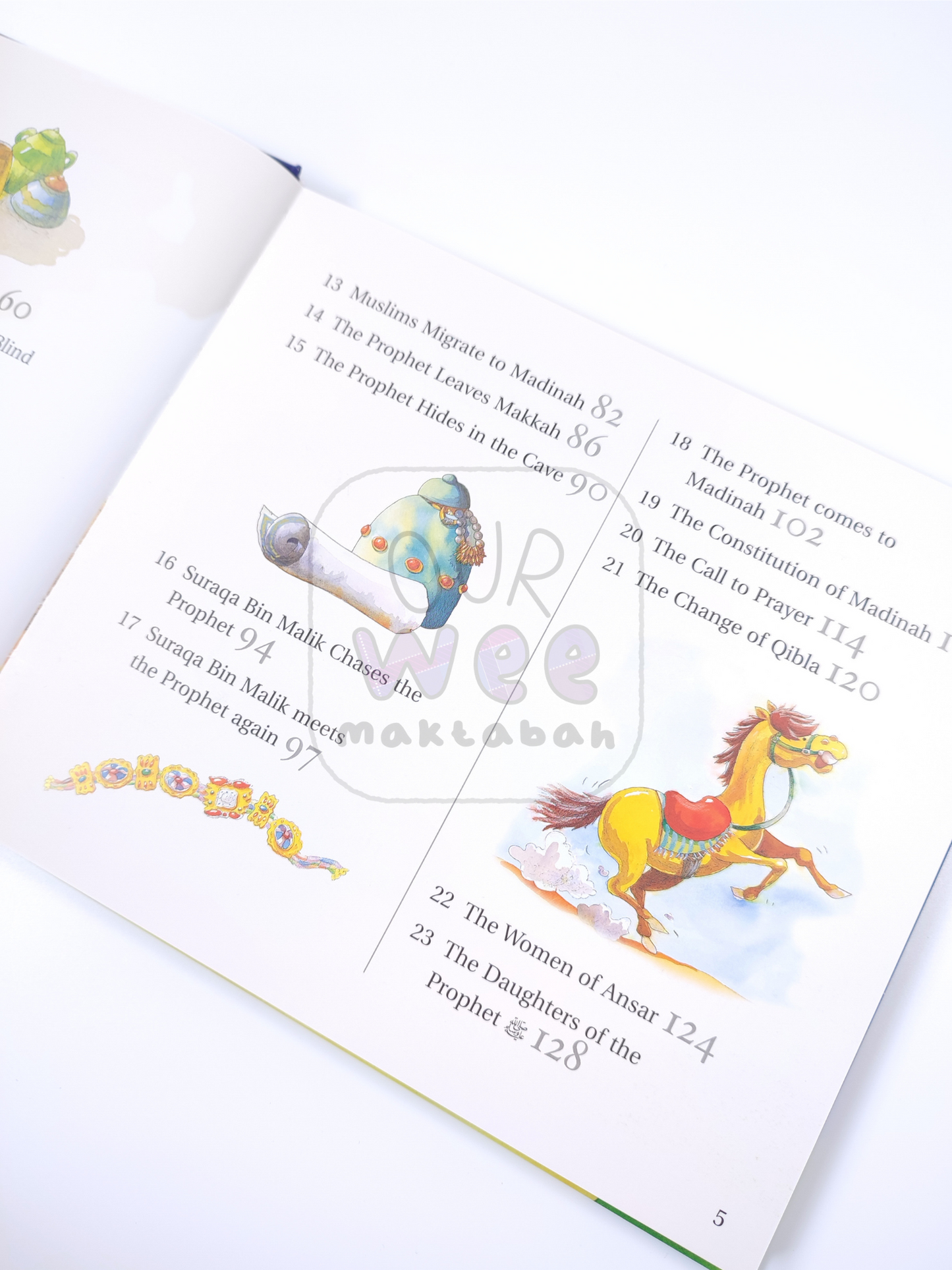 The contents page of Goodnight Stories from the Life of Prophet Muhammad