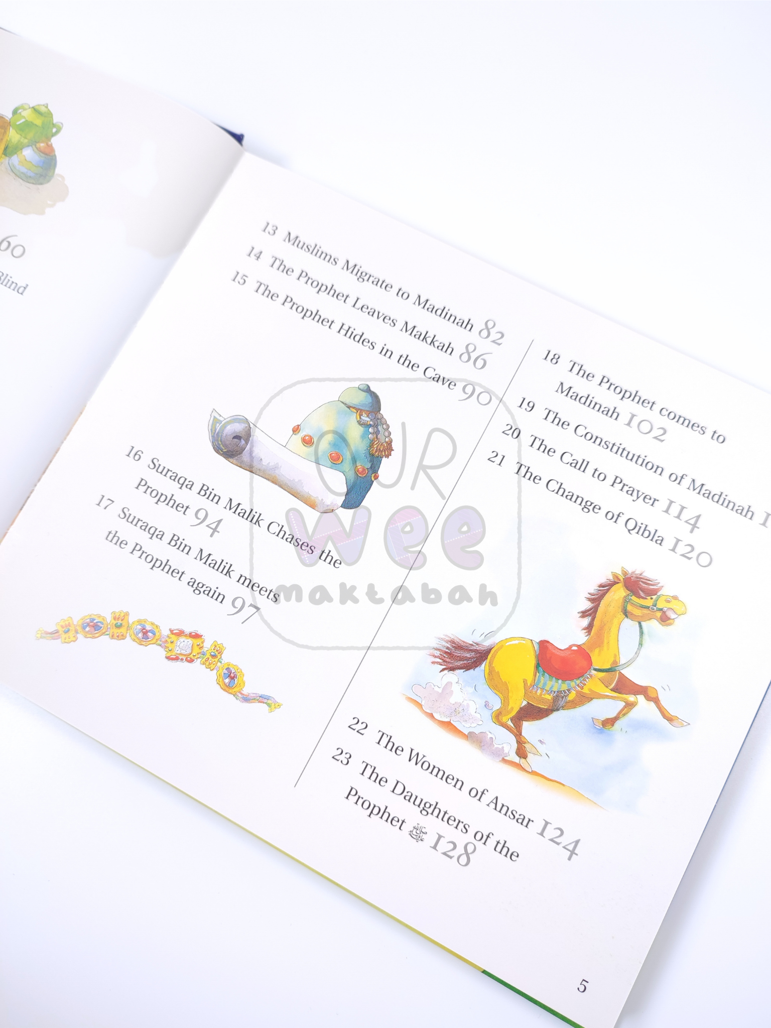 The contents page of Goodnight Stories from the Life of Prophet Muhammad