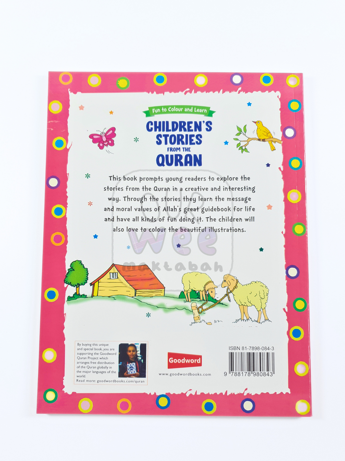 The back cover of Children's Stories from Quran Colouring Book
